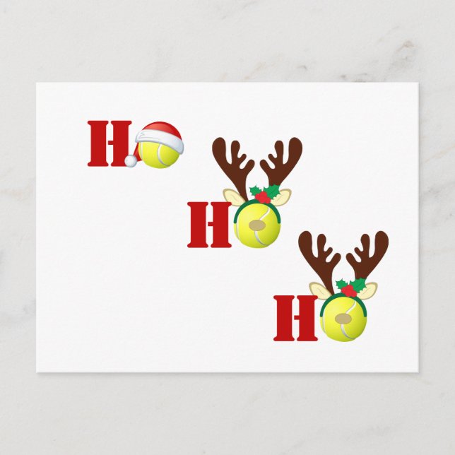 Tennis Ball Ho Ho Ho Santa Reindeer Weihnachten Postkarte (Vorderseite)