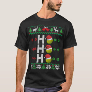 Tennis Ball Ho Ho Weihnachtsmannmütze Tennis Ugly  T-Shirt