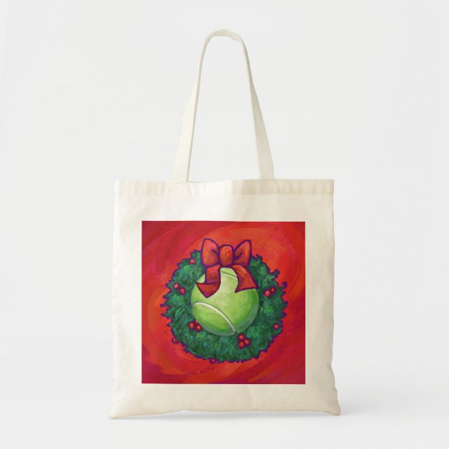 Tennis Ball in Wreath auf Rot Tragetasche (Vorne)