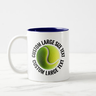 Tennis Ball & Large Text NAVY BLAU 325ml Custom Zweifarbige Tasse