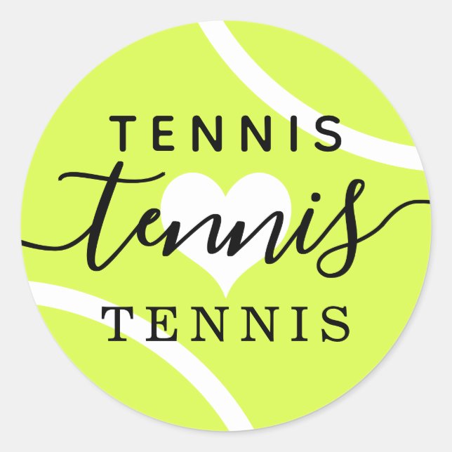 Tennis-Ball-Liebe Repetierkleber Runder Aufkleber (Vorderseite)
