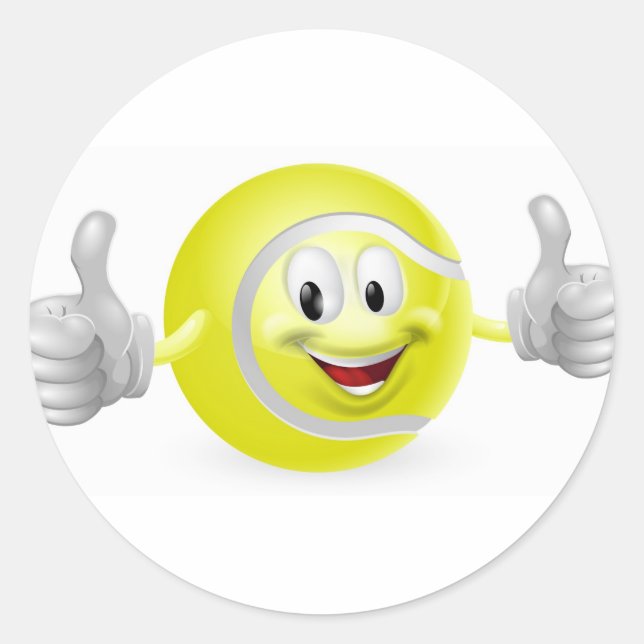 Tennis Ball Mascot Runder Aufkleber (Vorderseite)