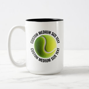 Tennis Ball & Mittelgroßer Text SCHWARZ 425g Custo Zweifarbige Tasse