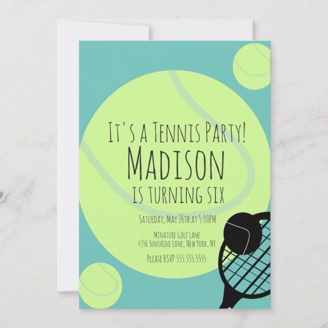 Tennis Ball Party Jeu Anniversaire Invitation (Devant)