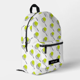 Tennis Ball & Racket Personalisierter Name Bedruckter Rucksack