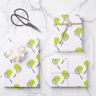 Tennis Ball & Racket Racquet Muster Geschenkpapier Set