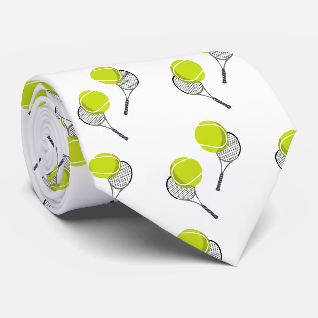 Tennis Ball & Racket Racquet Muster  Krawatte (Gerollt)