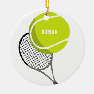 Tennis Ball & Racket Racquet Personalisiert Keramik Ornament