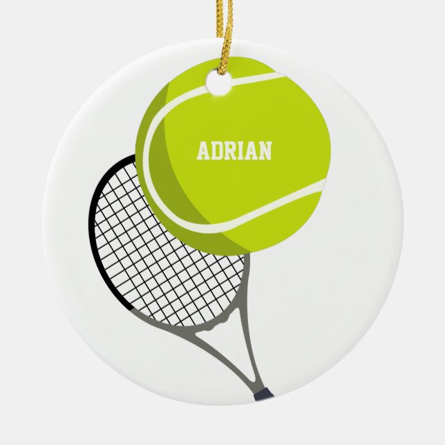 Tennis Ball & Racket Racquet Personalisiert Keramik Ornament (Vorne)