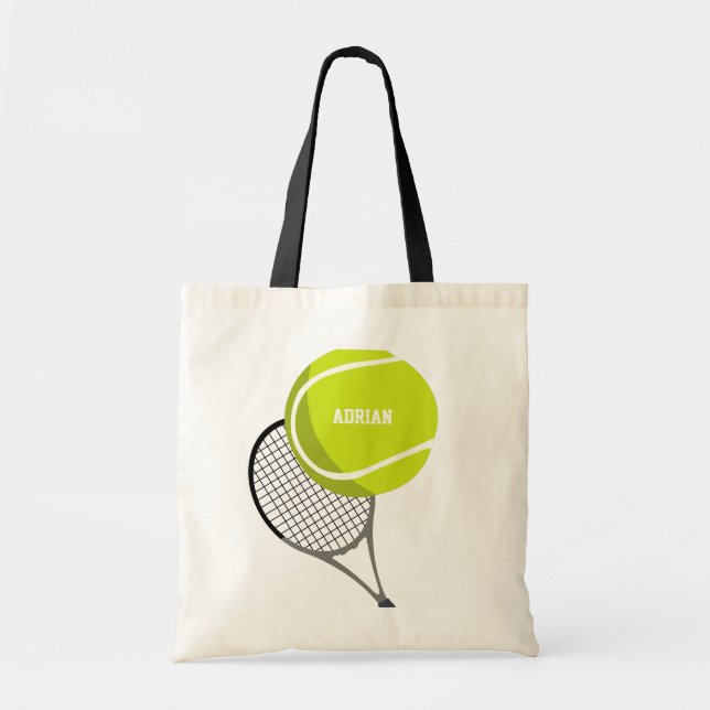 Tennis Ball & Racket Racquet Personalisiert Tragetasche (Vorne)