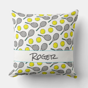 Tennis Ball Racquet Pattern Name Sport Kissen