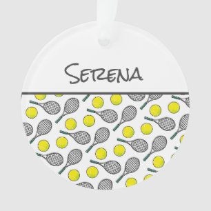 Tennis Ball Racquet Pattern SportspielerNAME Ornament