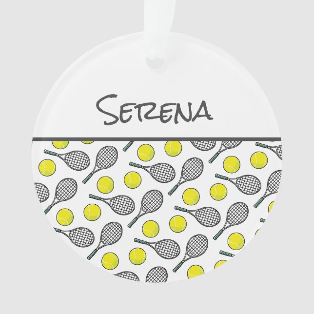 Tennis Ball Racquet Pattern SportspielerNAME Ornament (Vorderseite)