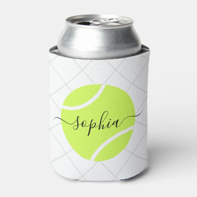 Tennis Ball Script Monogram Personalisiert Dosenkühler (Kanne Vorderseite)
