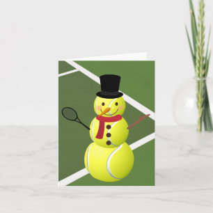 Tennis Ball Snowman und Weihnachtskarte Feiertagskarte