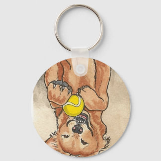 Tennis Ball Spaß Golden Retriever Dog Kunst, Dicht Schlüsselanhänger