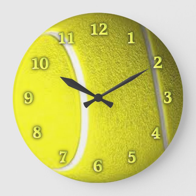 Tennis Ball Sport Wall Gelbe Zahlen Uhr (Vorderseite)