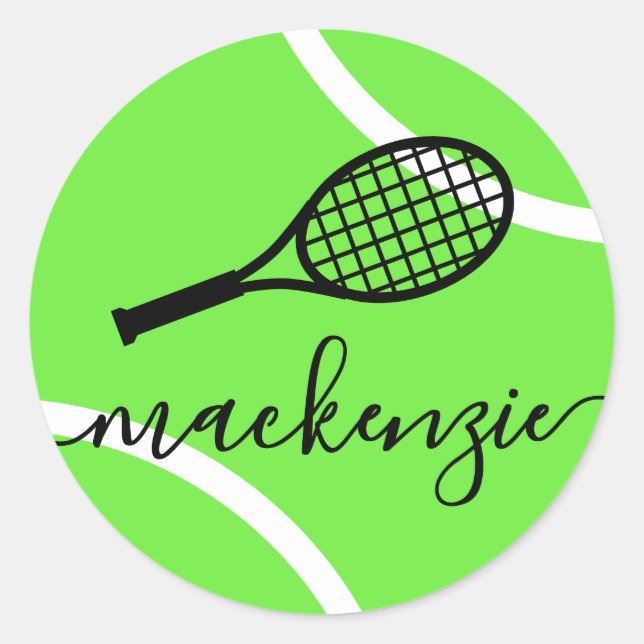 Tennis Ball Stickers Grüner Personalisierter Name (Vorderseite)