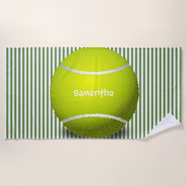 Tennis Ball Streifen Design Badetuch (Vorderseite)