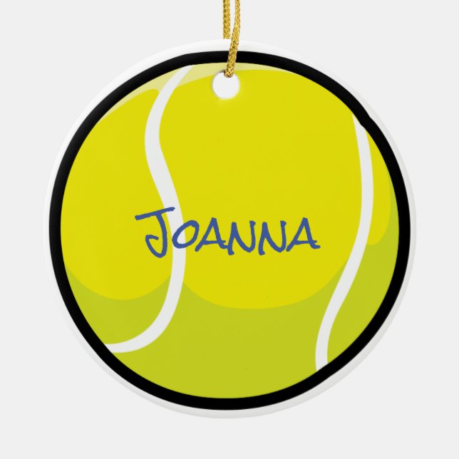 Tennis Ball Team Trainer Gelber Sportspass Keramik Ornament (Vorne)
