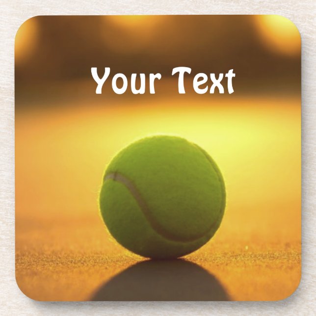 Tennis Ball Tennisplatz personalisieren Getränkeuntersetzer (Vorderseite)