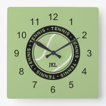 Tennis Ball Wall Clock Black Accents