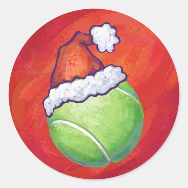 Tennis Ball Weihnachten Runder Aufkleber (Vorderseite)