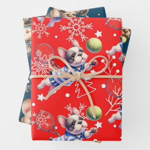 Tennis Ball Weihnachten Thema mit dem Weihnachtsma Geschenkpapier Set