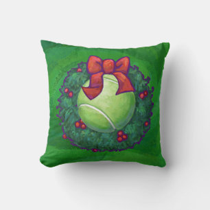 Tennis Ball Weihnachtskranz auf Grün Kissen