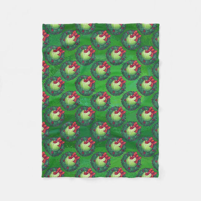 Tennis Ball Weihnachtsmuster auf Grün Fleecedecke (Vorderseite)