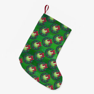 Tennis Ball Weihnachtsmuster auf Grün Kleiner Weihnachtsstrumpf