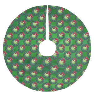 Tennis Ball Weihnachtsmuster auf Grün Polyester Weihnachtsbaumdecke