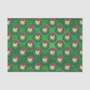 Tennis Ball Weihnachtsmuster auf Grün Seidenpapier