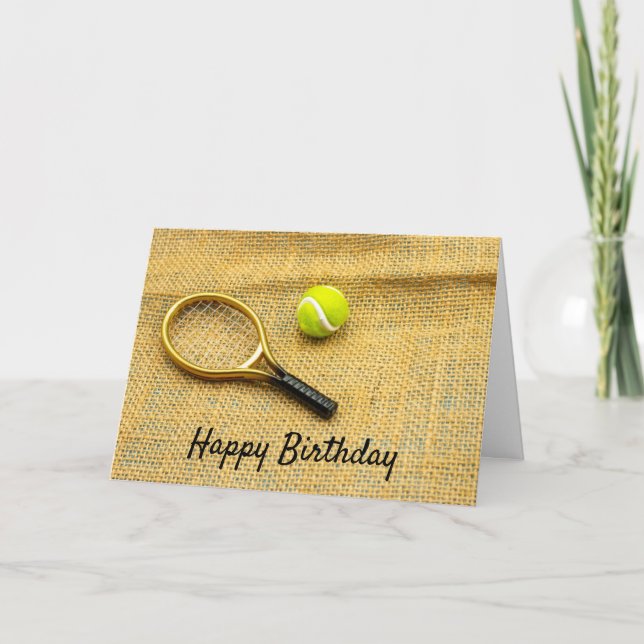 Tennis balle et raquette joyeux carte d'anniversai (Devant)