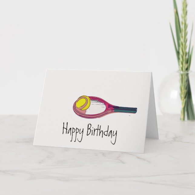 Tennis balle et raquette joyeux carte d'anniversai (Devant)