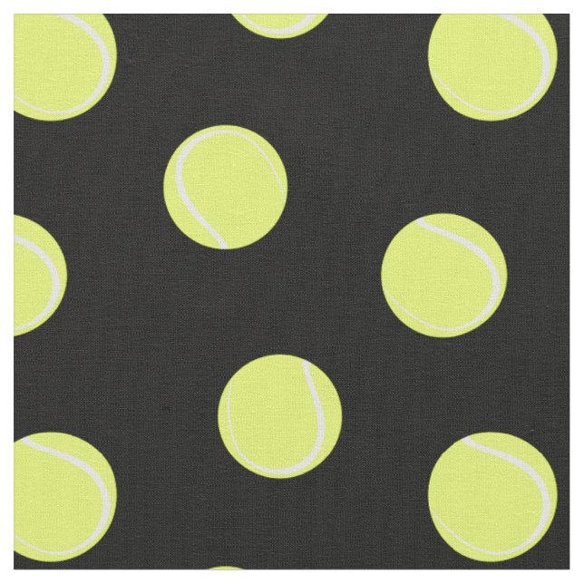 Tennis Balls Pattern auf schwarz Stoff (Nahaufnahme)