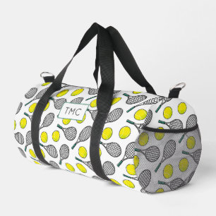 Tennis Balls Racquets Pattern INITIALS Sport Spaß Duffle Bag