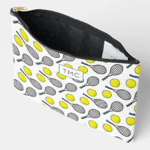 Tennis Balls Racquets Pattern INITIALS Sport Spaß Zubehörtasche