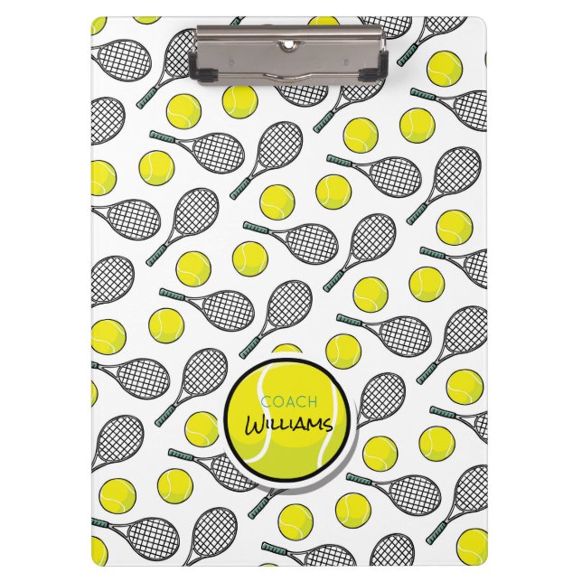 Tennis Balls Racquettrainer NAME Zwischenablage Klemmbrett (Vorderseite)