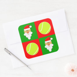 Tennis Balls & Santa Tennis Spieler Weihnachtsraba Quadratischer Aufkleber