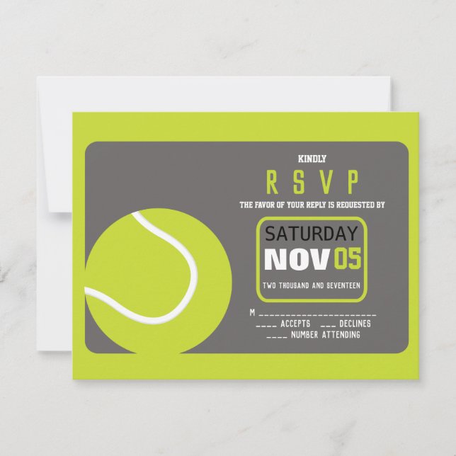 TENNIS Bar Mitzvah Einladung Antwortkarte (Vorderseite)
