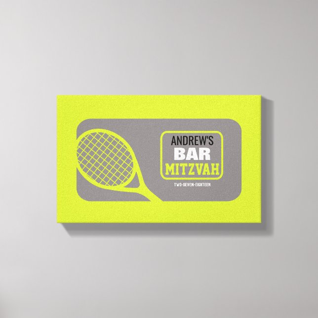 TENNIS Bat Bar Mitzvah Sign-In Memory-Board Leinwanddruck (Vorderseite)