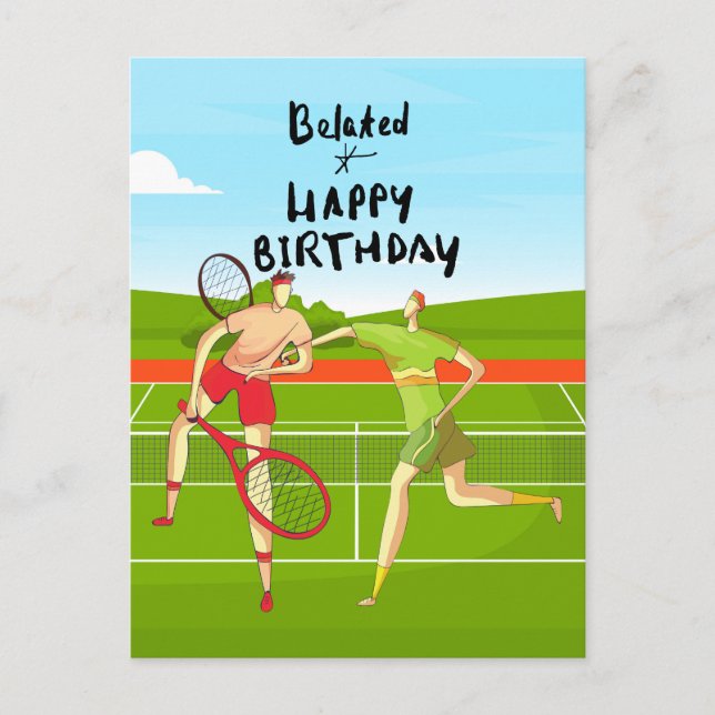 Tennis Belated Birthday to Tennis Players Postkarte (Vorderseite)