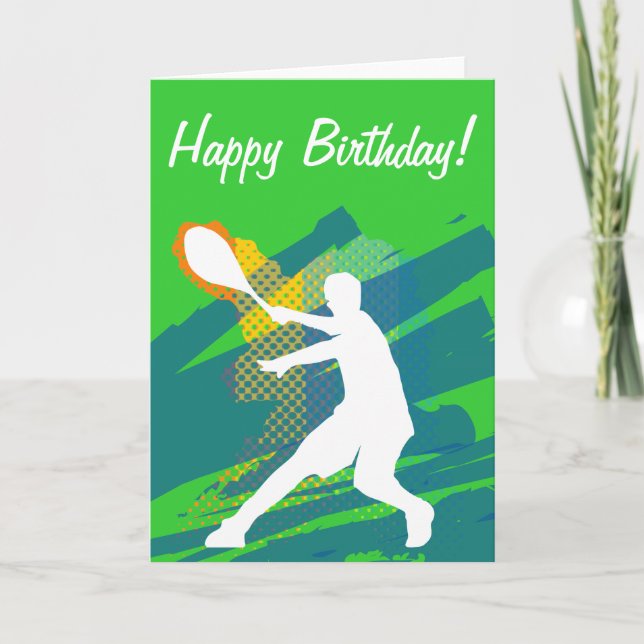 Tennis Birthday card with silhouette of player Karte (Vorderseite)