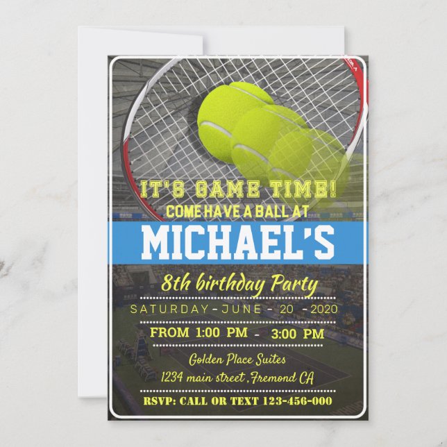 Tennis Birthday Invitation (Devant)