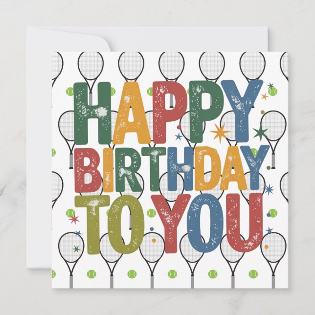 Tennis Birthday Karte (Vorderseite)