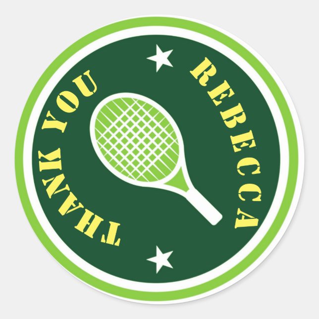 Tennis Birthday Party Danke Custom Runder Aufkleber (Vorderseite)