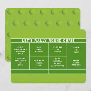 Tennis Birthday Party Einladung