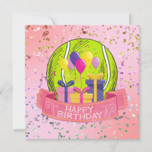Tennis Birthday Pink Thema für Mädchen Karte