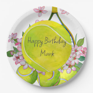 Tennis Birthday Player Party Wasserfarbe Pappteller